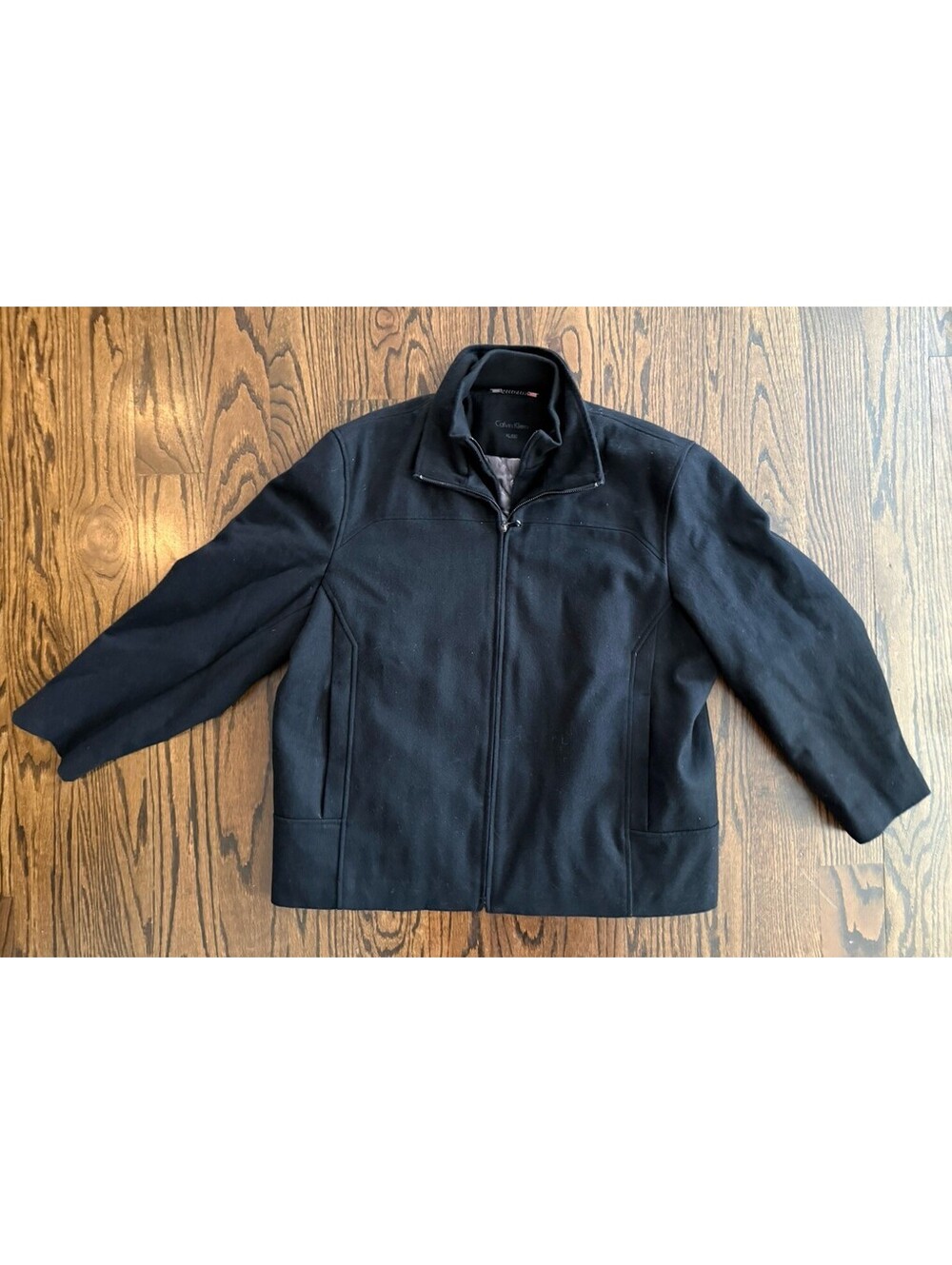 Calvin Klein Men's Wool Blend Double Zip Quilted Lining Jacket Black XL Coat